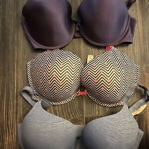 Victoria's Secret Purple, Black, and Gray Bras Set